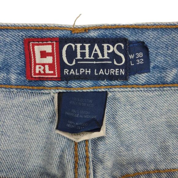 Vintage 90s Chaps Ralph Lauren Men's 38x32 Stone Wash Straight Leg Jeans Relaxed - Picture 3 of 9